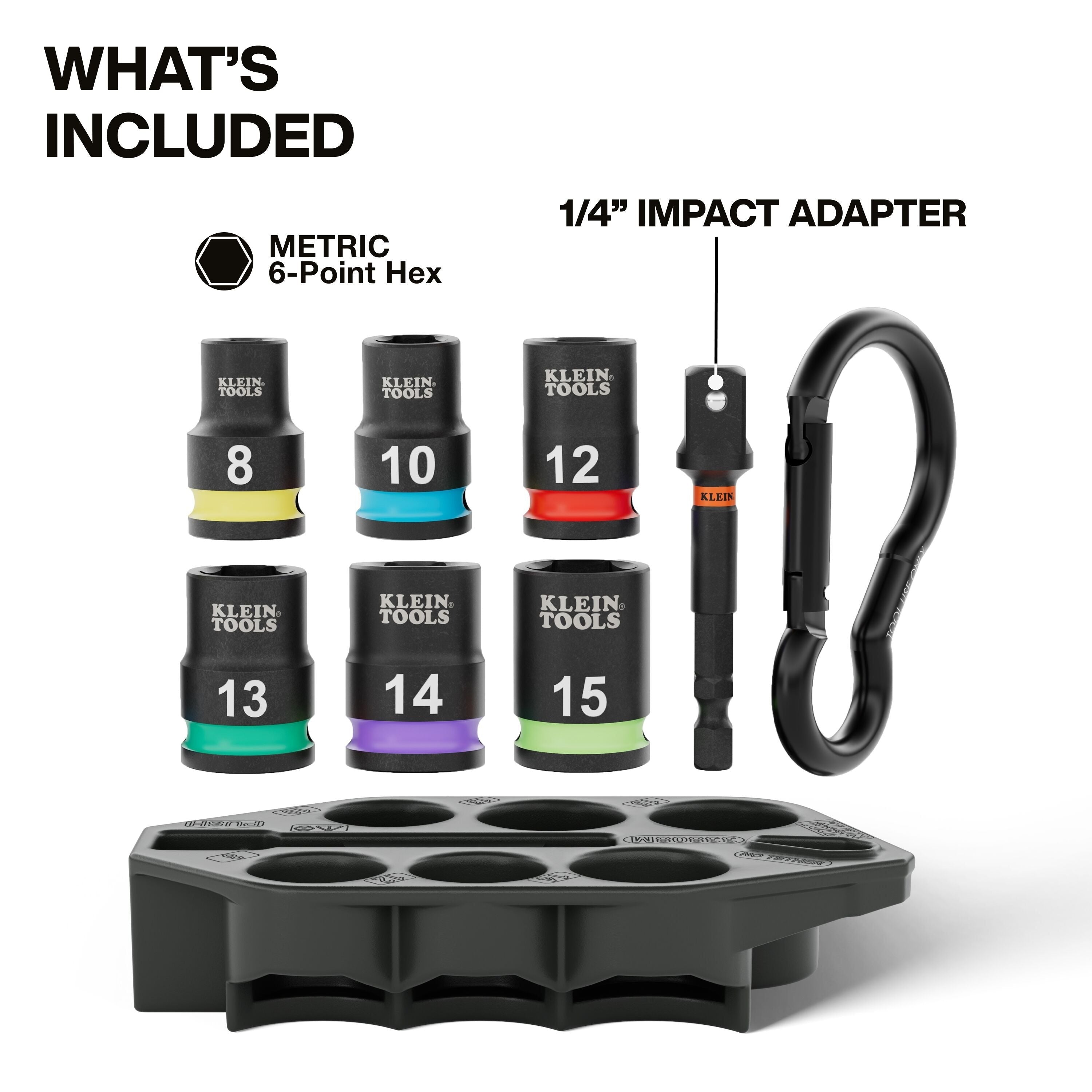 Klein 33808M Grab-And-Go Impact Socket Set, Metric, 7-Piece