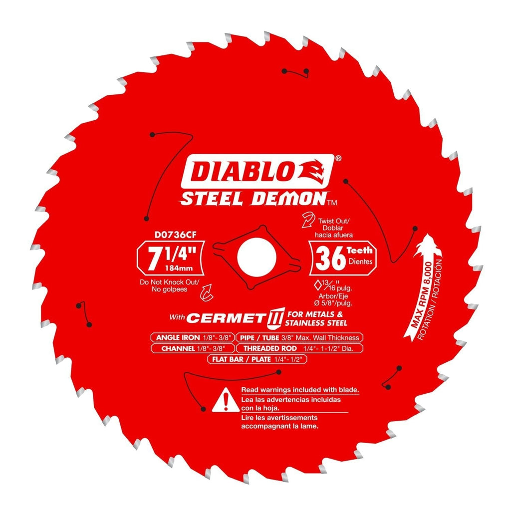 Diablo D0736CF 7-1/4-in. x 36-Teeth Steel Demon Cermet II Saw Blade for Thick Metal