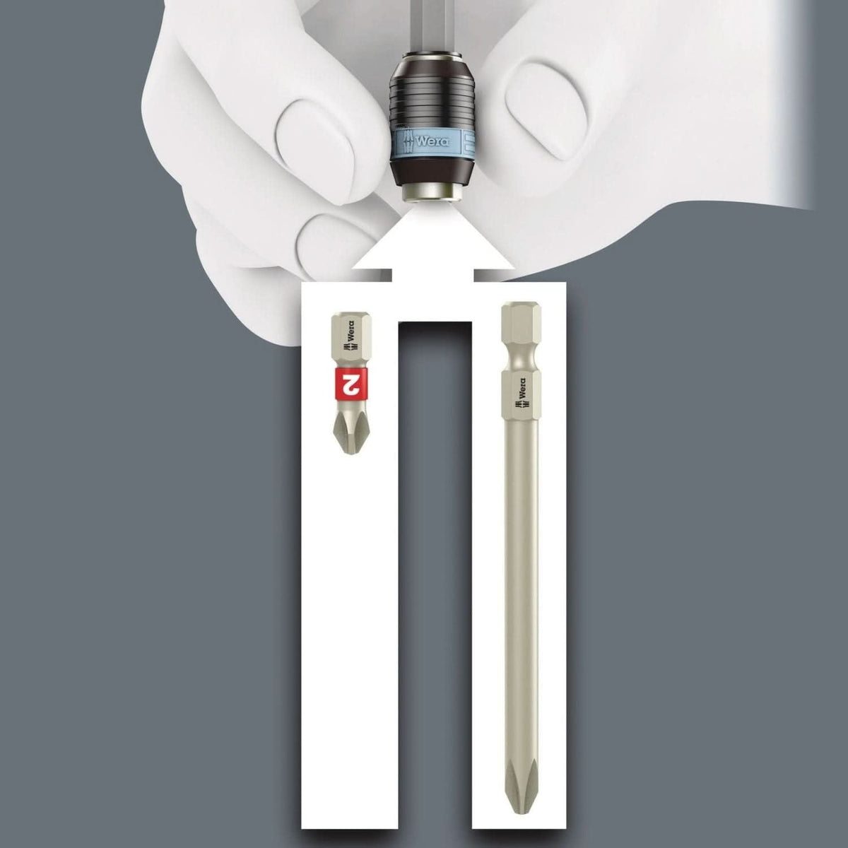 Wera 3816 R Bitholding Screwdriver With Rapidaptor Quick-Release Chuck, Stainless, 1/4-in.x119-mm.