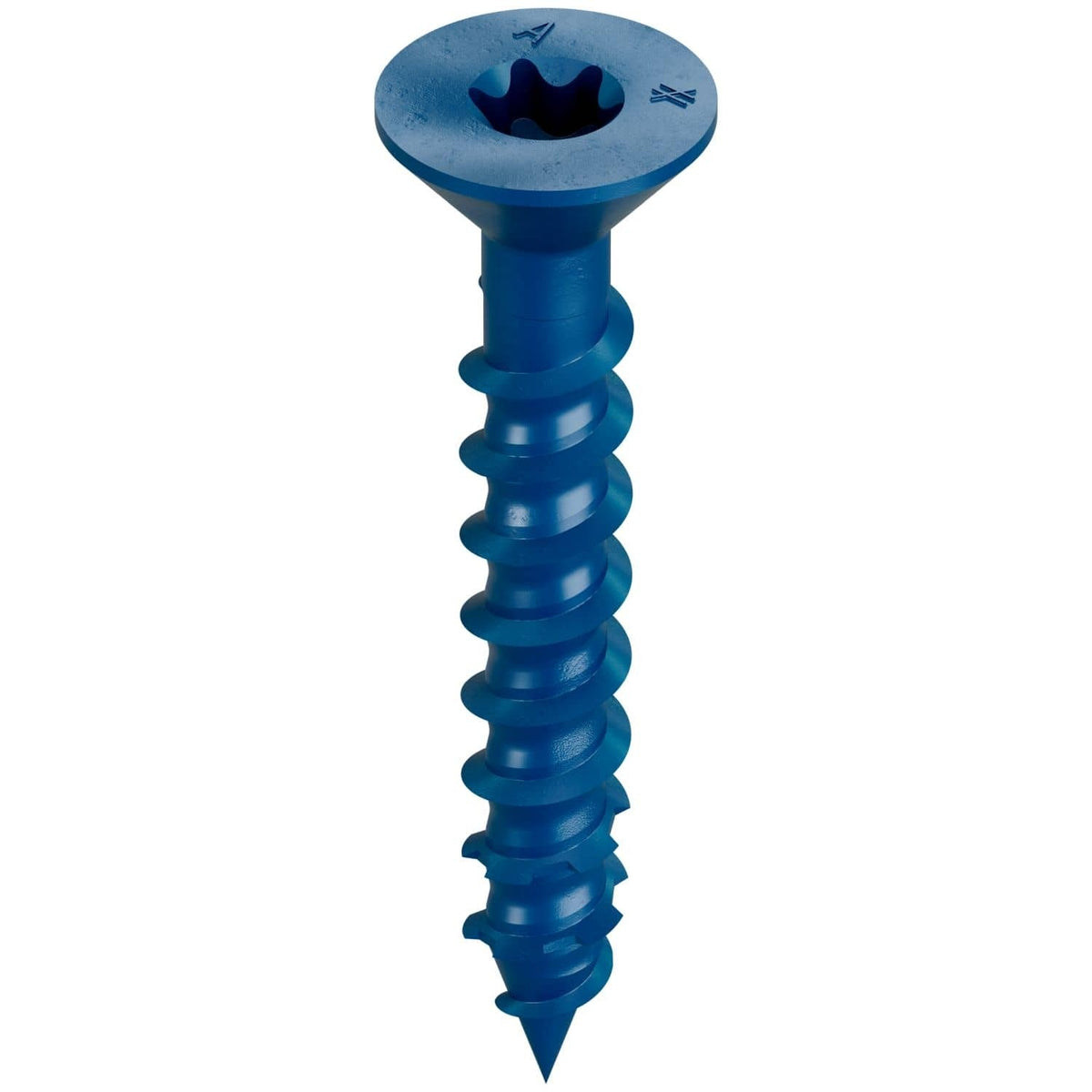 Simpson Strong-Tie TNT25134TF Titen Turbo, 1/4-in. x 1-3/4-in. 6-Lobe Flat-Head Concrete and Masonry Screw, Blue, 100-Pack