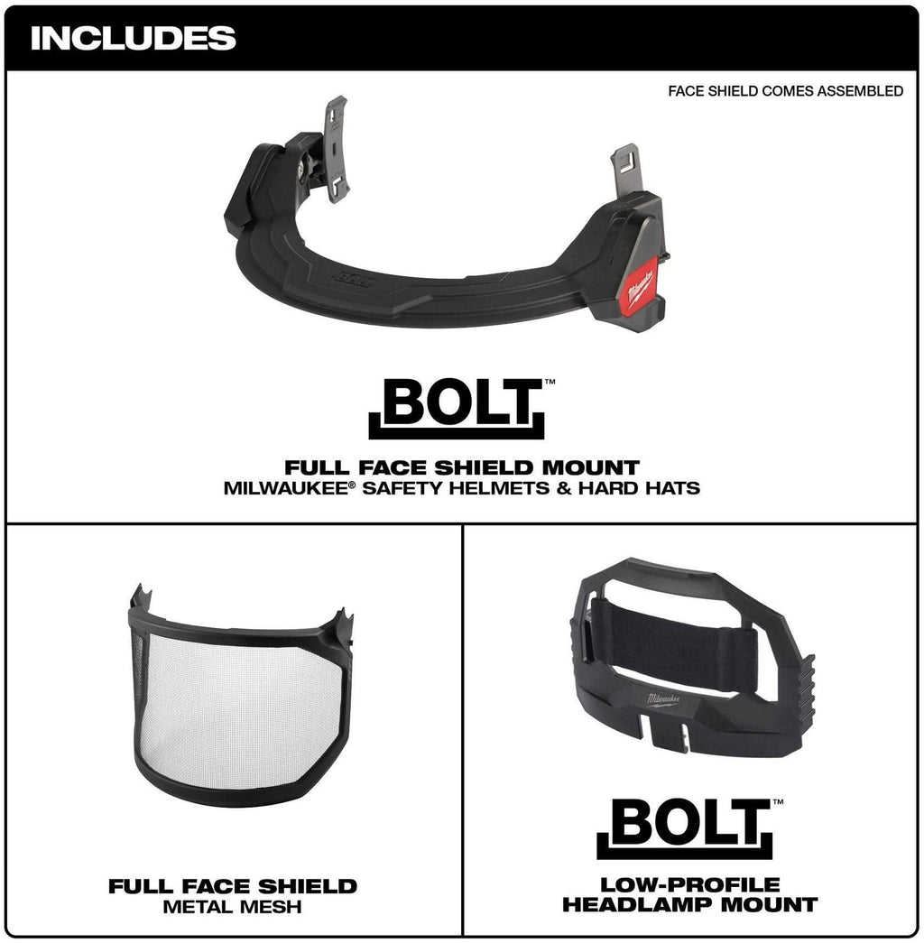 Milwaukee 48-73-1430 BOLT Full Face Shield - Metal Mesh (Compatible with Milwaukee Safety Helmets & Hard Hats)