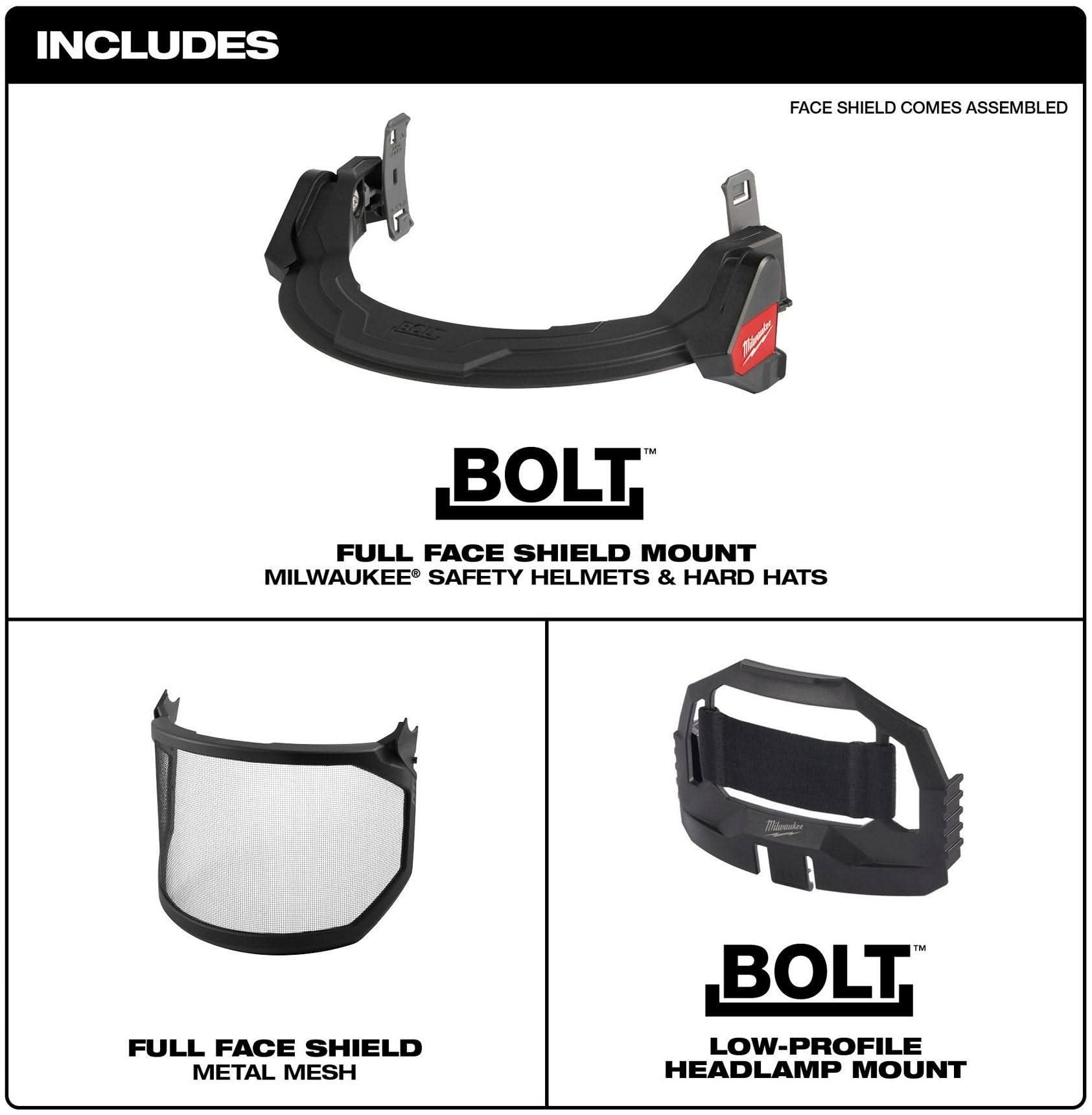 Milwaukee 48-73-1430 BOLT Full Face Shield - Metal Mesh (Compatible with Milwaukee Safety Helmets & Hard Hats)
