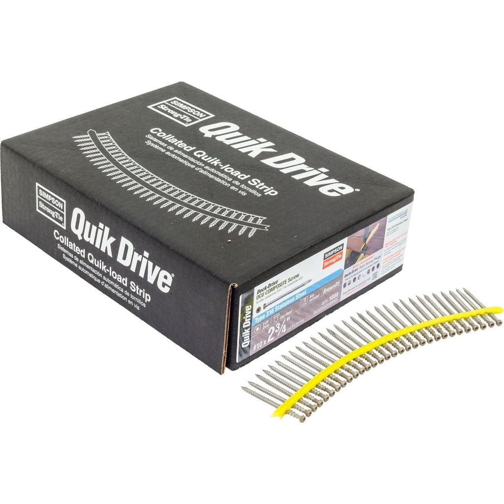 Simpson Strong-Tie DCU234S316BR05 Deck-Drive DCU COMPOSITE Screw (Collated), #10 x 2-3/4-in. Type 316, Brown 05, 1000-Pack