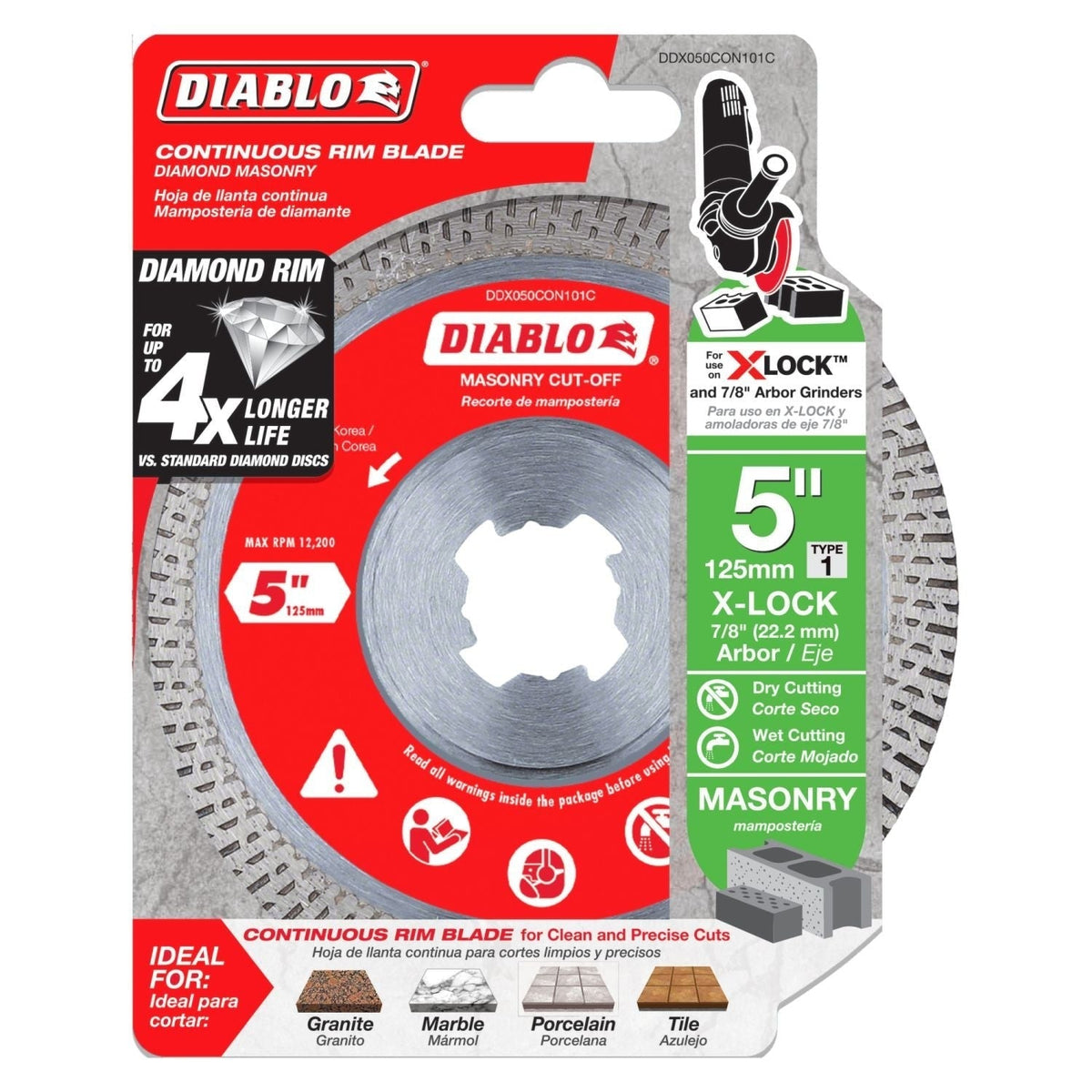 Diablo DDX050CON101C 5 Inch Diamond Continuous Masonry Cut-Off with X-LOCK arbor