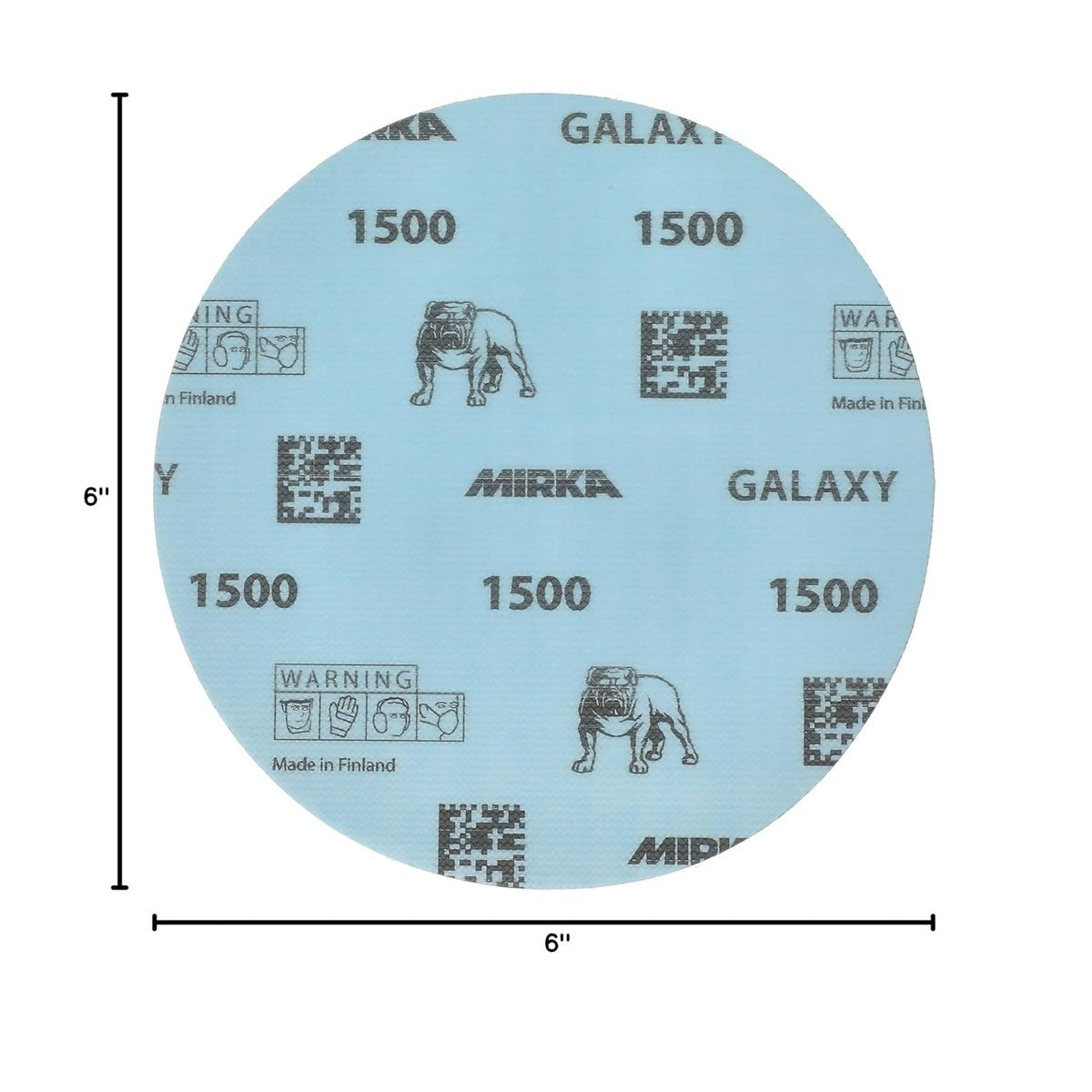 Mirka Galaxy 6-in. 1500 Grit Hook and Loop Sanding Discs, 50-Pack for Epoxy, Wood, and Metal (FY-622-1500)