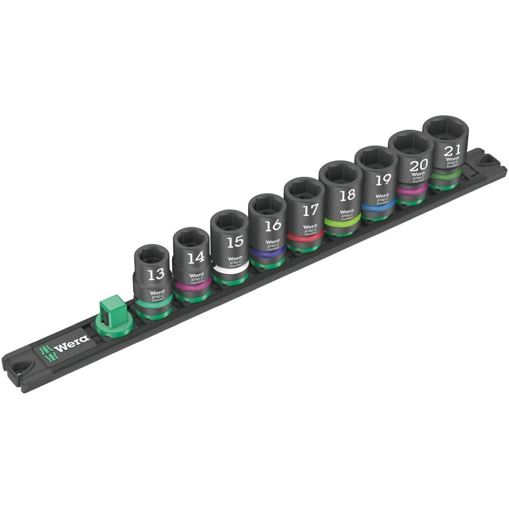 Wera Magnetic Socket Rail C Impaktor 1 Socket Set, 1/2-in. Drive, 9-Pieces