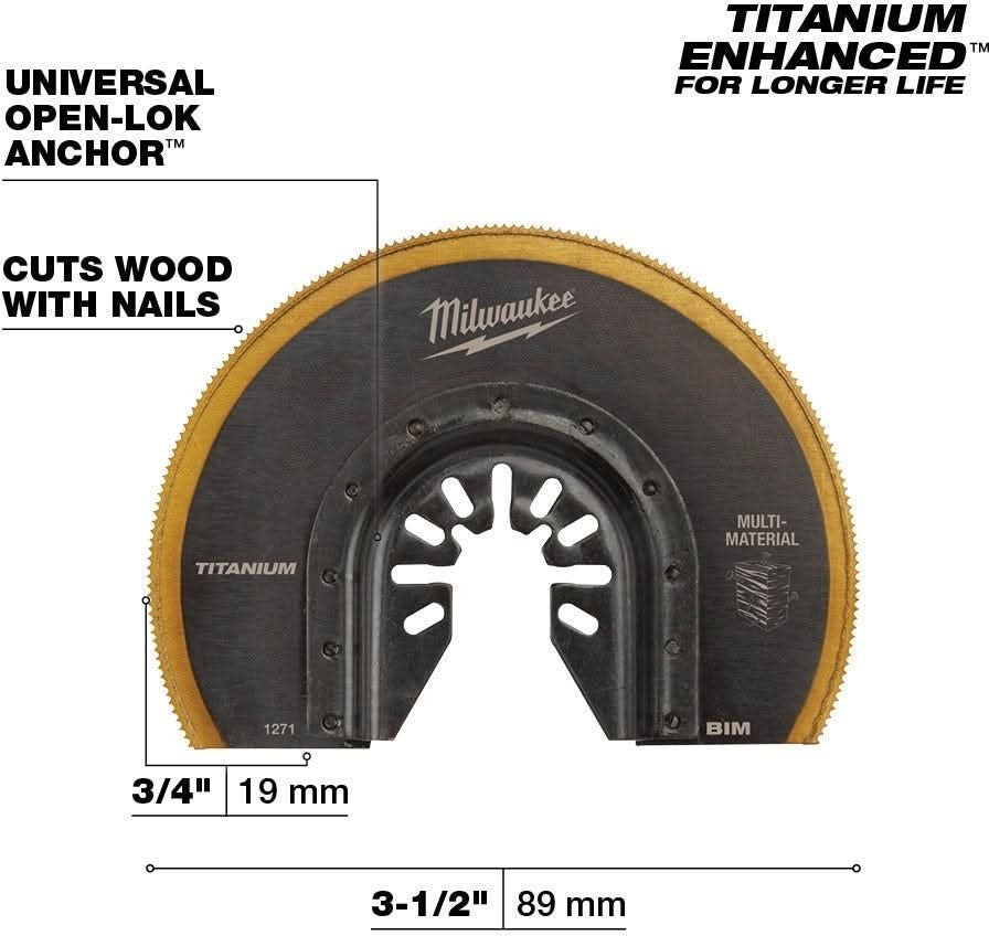 Milwaukee 49-25-1271 Open-Lok 3-1/2-Inch Titanium Enhanced Bi-Metal Segmented Blade, 1-Pack