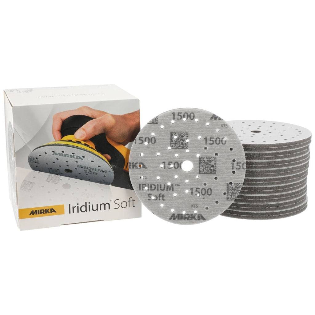 Mirka Iridium Soft 6-in. 400 Grit Grip Multifit Sanding Discs for Dust-Free Dry Sanding (24-6MF-400)