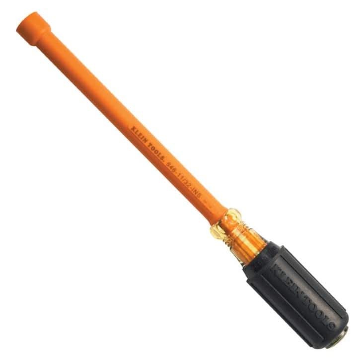 Klein 646-11/32-INS Insulated Cushion-Grip, 11/32" Hollow-Shaft Nut Driver 6" Shank