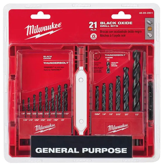 Milwaukee 48-89-2801 21-Piece Thunderbolt Black Oxide Drill Bit Set