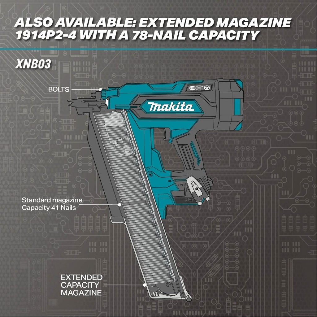 Makita XNB03M1 18V LXT Brushless 21-Degree Full Round Head 3-1/2-in. Framing Nailer 4.0Ah Kit