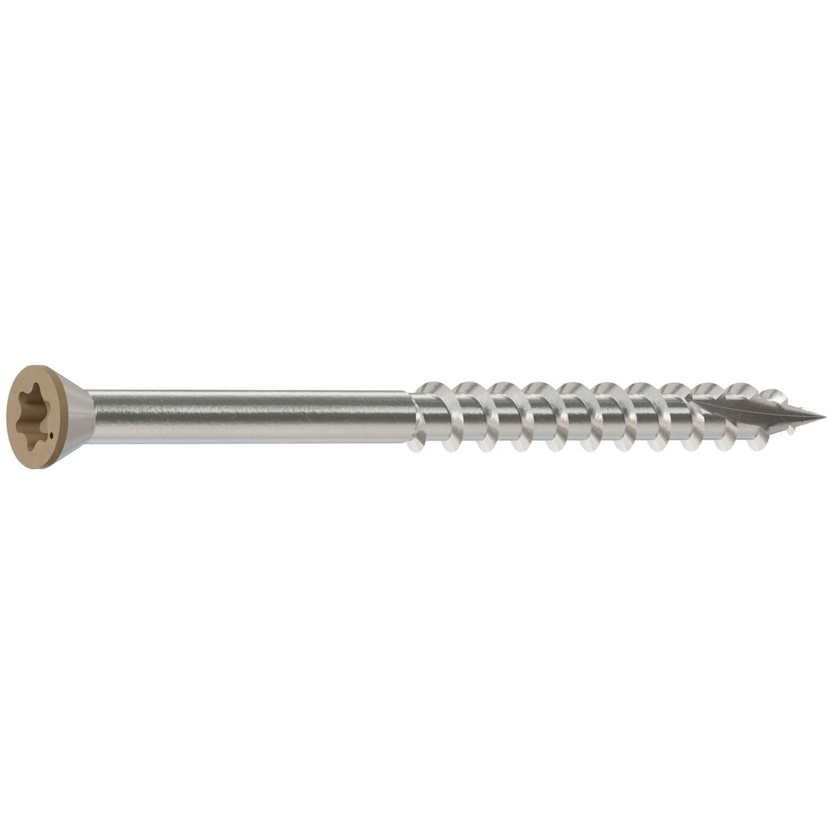Simpson Strong-Tie T07225FTBTN Trim-Head Screw, 6-Lobe Drive, #7 x 2-1/4-in. T15 Type 316, Tan, 1750-Pack