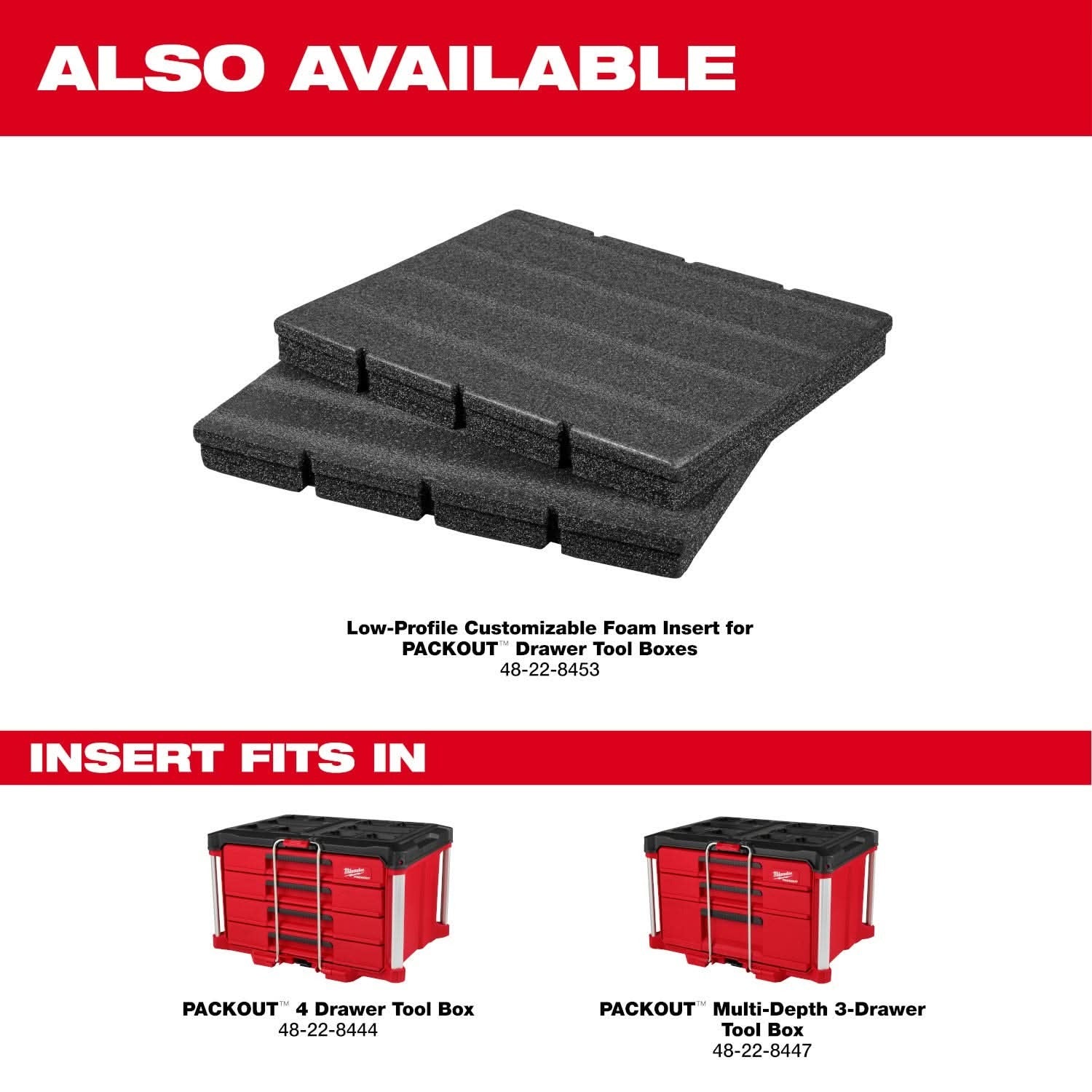 Milwaukee 48-22-8444 PACKOUT 4-Drawer Tool Box + 48-22-8431 PACKOUT Low-Profile Organizer