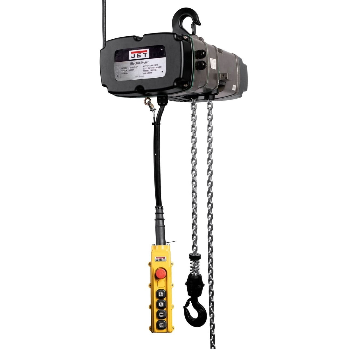 JET 140239 TS200-230-010,1-Ton Two Speed Electric Chain Hoist 3-Phase 10-Foot Lift