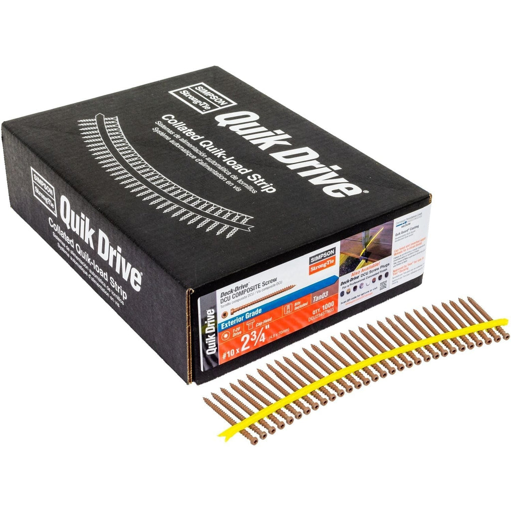 Simpson Strong-Tie DCU234STN03 Deck-Drive DCU COMPOSITE Screw (Collated), #10 x 2-3/4-in. Quik Guard Tan 03, 1000-Pack