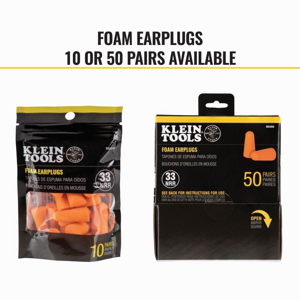 Klein Tools 6054050 Foam Earplugs, 50-Pair