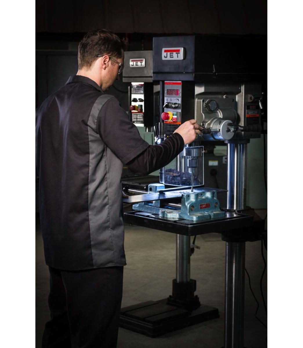 JET 354250 JDPE-20EVS-PDF 1-1/4-Inch Drilling Capacity, 2HP, 115V, 1Ph Electronic Variable Speed Drill with Power Downfeed