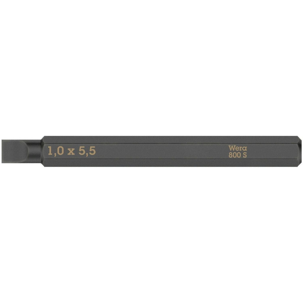 Wera 800 S Slotted Bit For Impact Screwdrivers, 1.2x6.5x70-mm.