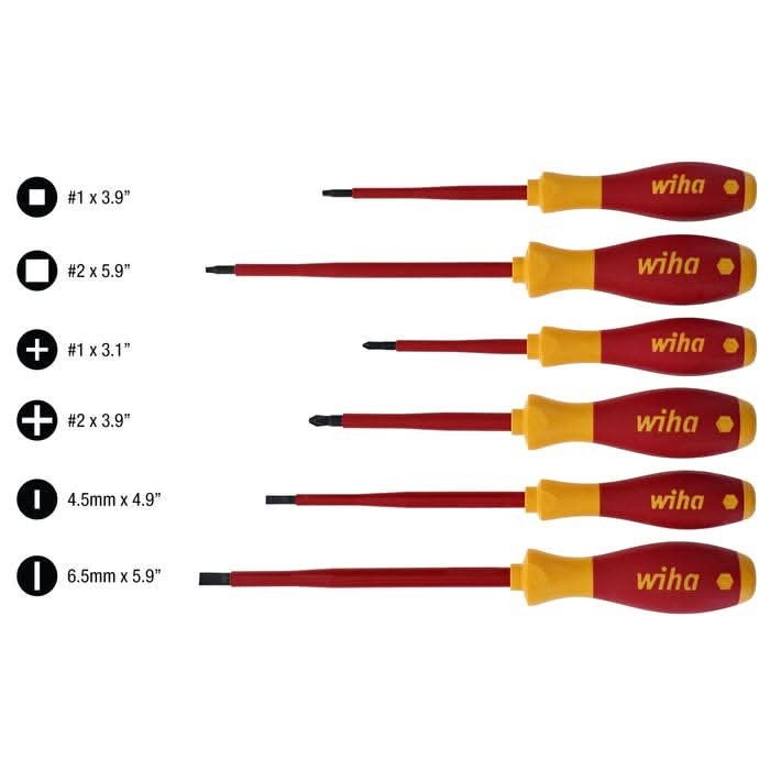 Wiha 35890 6-Piece Insulated SoftFinish Screwdriver Set