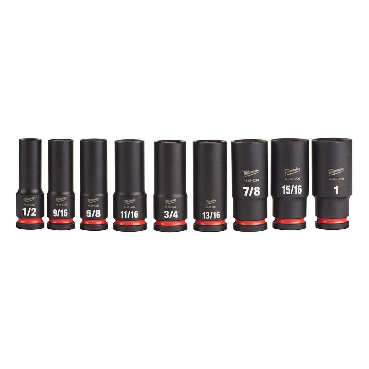 Milwaukee 49-66-7022 9-Piece SHOCKWAVE 1/2-Inch Drive SAE Deep 6-Point Impact Duty Socket Set