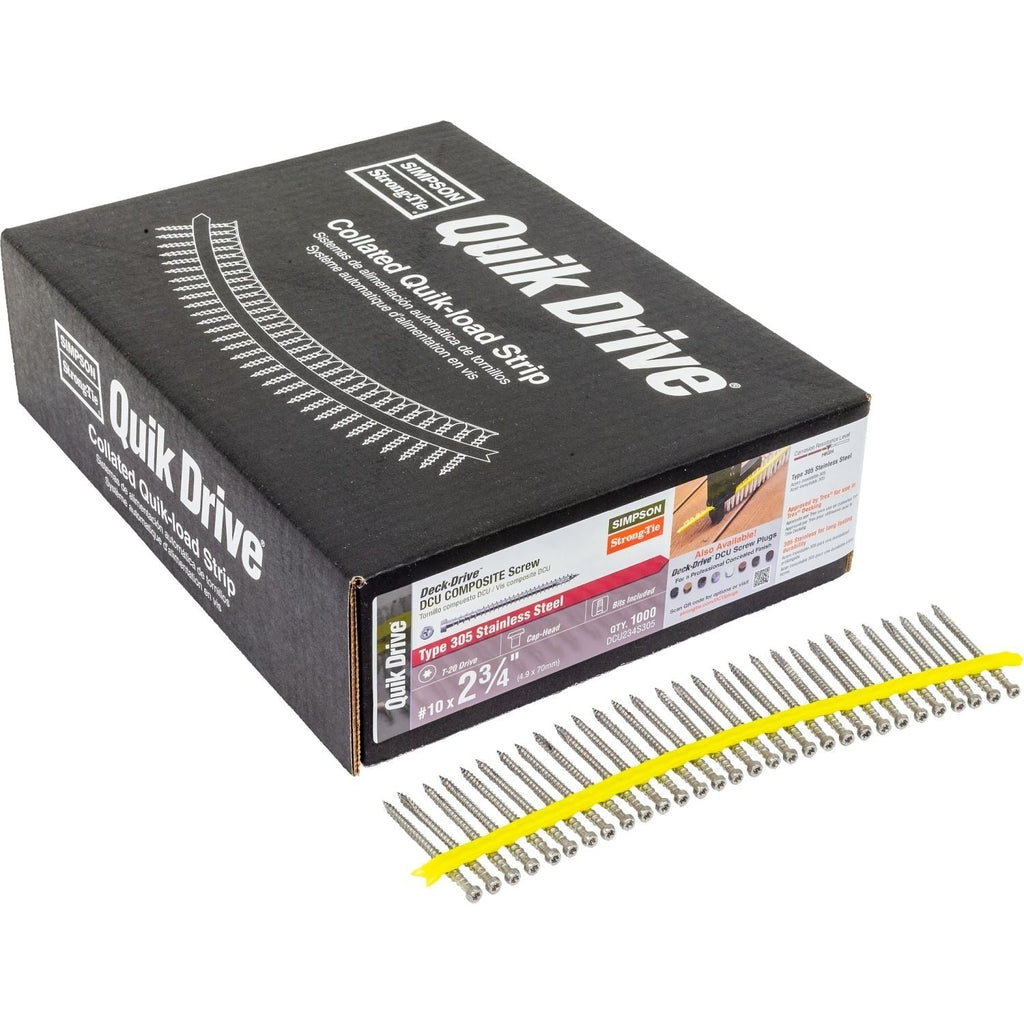 Simpson Strong-Tie DCU234S305 Deck-Drive DCU COMPOSITE Screw (Collated), #10 x 2-3/4-in. Type 305, 1000-Pack