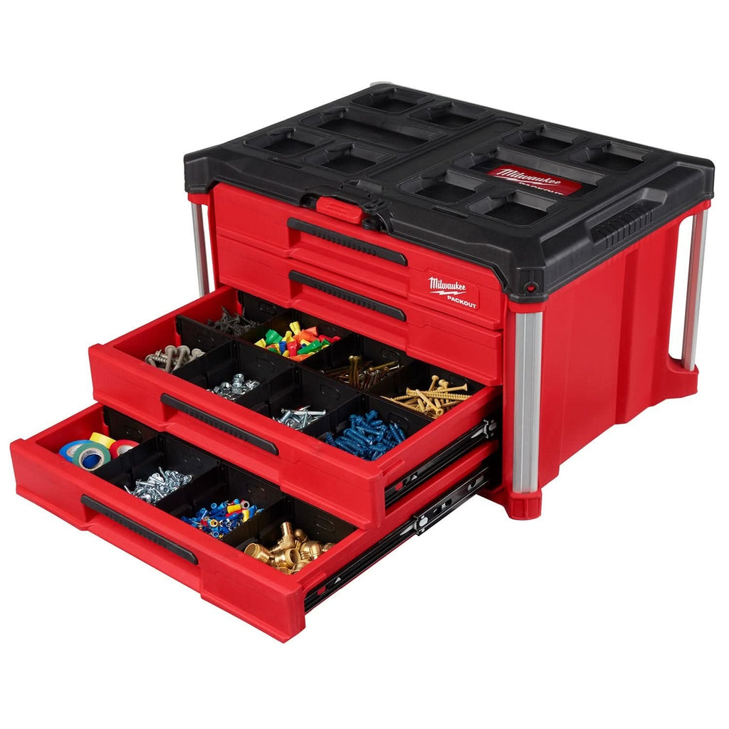 Milwaukee 48-22-8420 PACKOUT Rolling Drawer Tool Box & 48-22-8444 PACKOUT 4-Drawer Tool Box