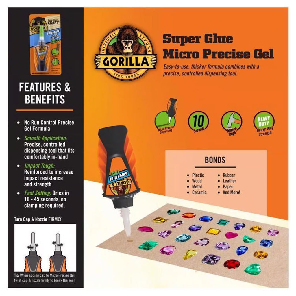Gorilla Glue Super Glue Micro Precise Gel, 5.5g (102177)