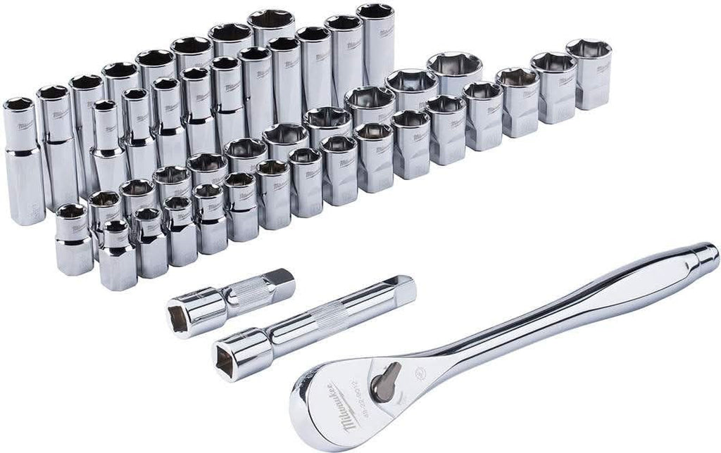 Milwaukee 48-22-9010 1/2" Drive 47-Piece SAE/Metric Ratchet And Socket Set and 3/8" Drive 56-Piece Ratchet & Socket Set