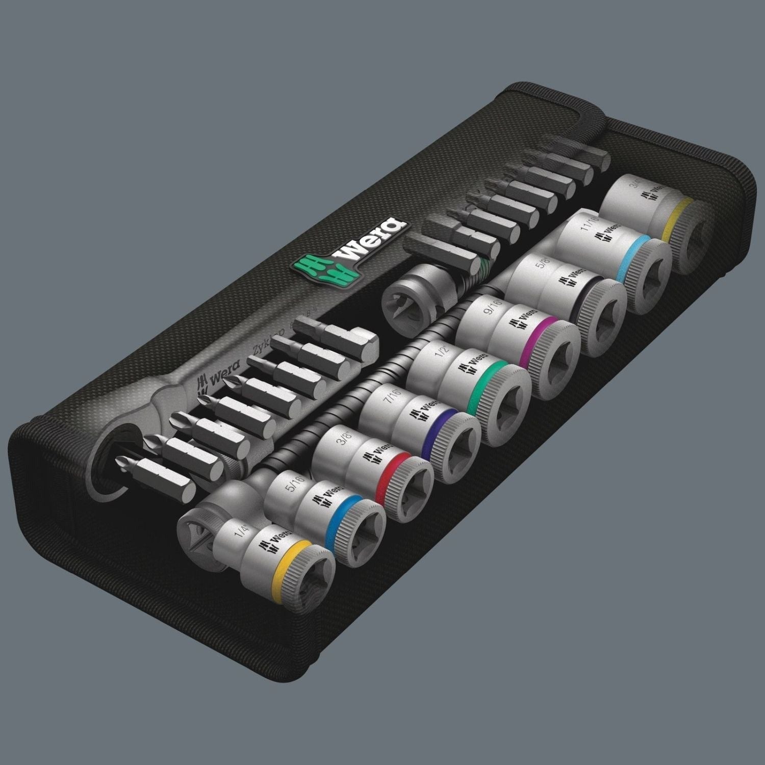 Wera 8100 SB 11 Zyklop Metal Ratchet Set With Switch Lever, 3/8-in. Drive, Imperial, 29-Pieces