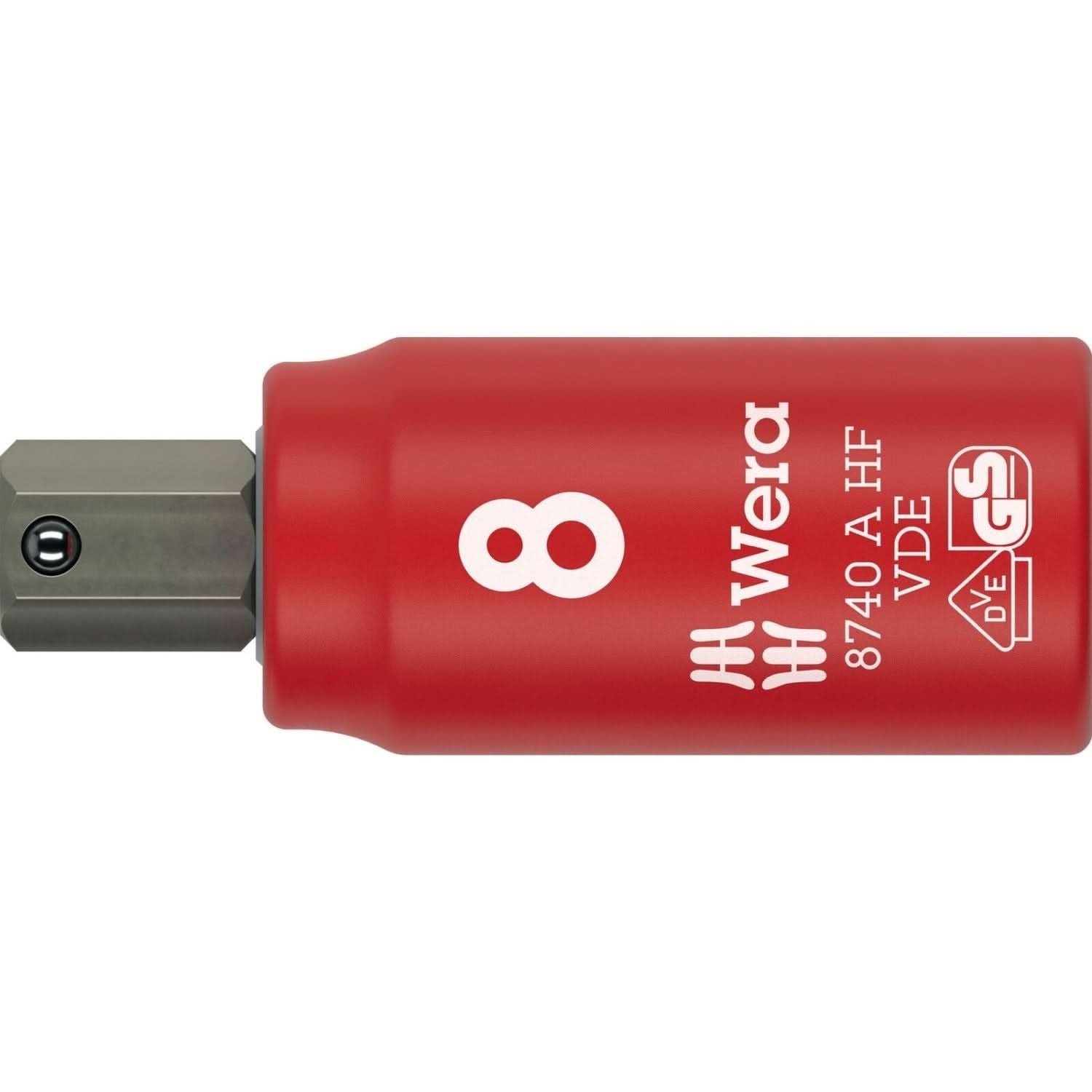 Wera 8740 A VDE Hf Zyklop Bit Socket, Insulated, With 1/4-in. Drive, With Holding Function For Hexagonal Socket Screws, 5x45-mm.