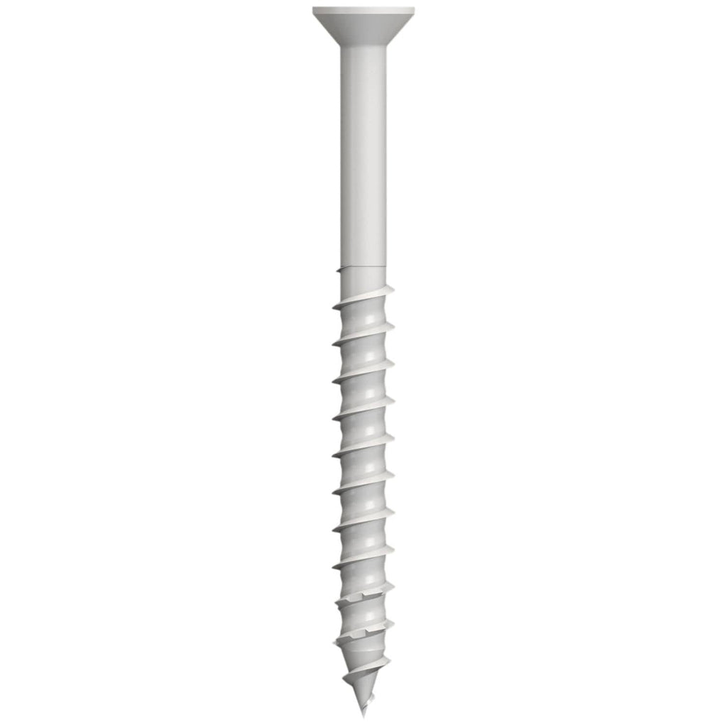 Simpson Strong-Tie TNTW25234TTR Titen Turbo, 1/4-in. x 2-3/4-in. 6-Lobe Trim-Head Concrete and Masonry Screw, White, 100-Pack