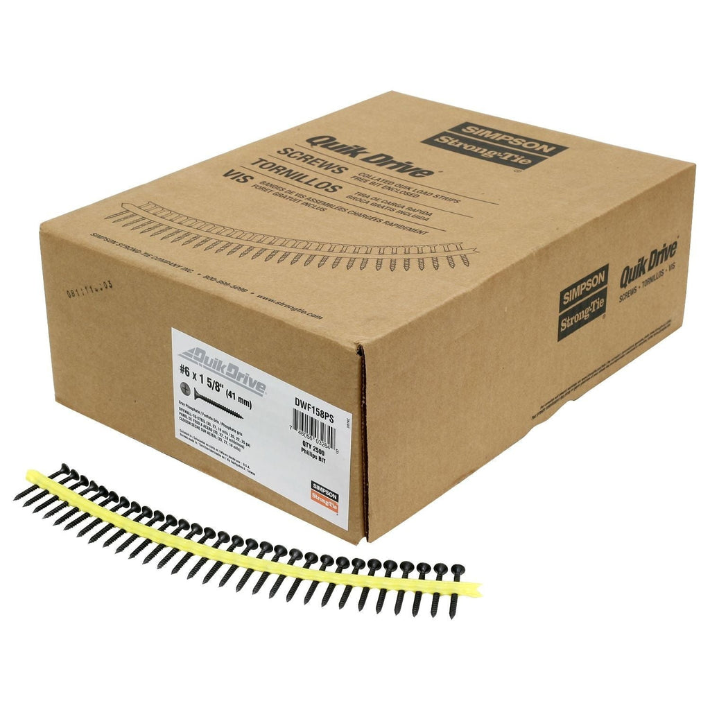 Simpson Strong-Tie DWF158PS DWF Drywall-to-CFS Screw (Collated), #6 x 1-5/8-in. #2 Phillips Bugle Head, 2500-Pack