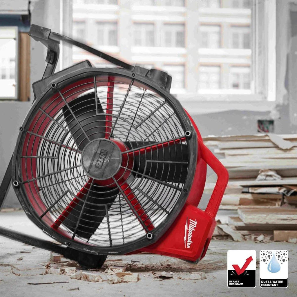 Milwaukee 0821-20 Cordless / Corded M18 Brushless 18-in. Fan With (2) HIGH OUTPUT XC 6.0Ah Batteries