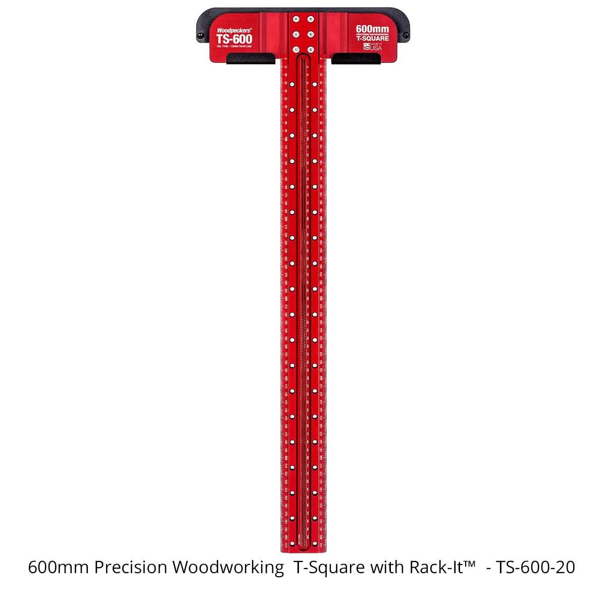 Woodpeckers TS-600-20 Precision Woodworking T-Square, 600mm w/ Rack-It