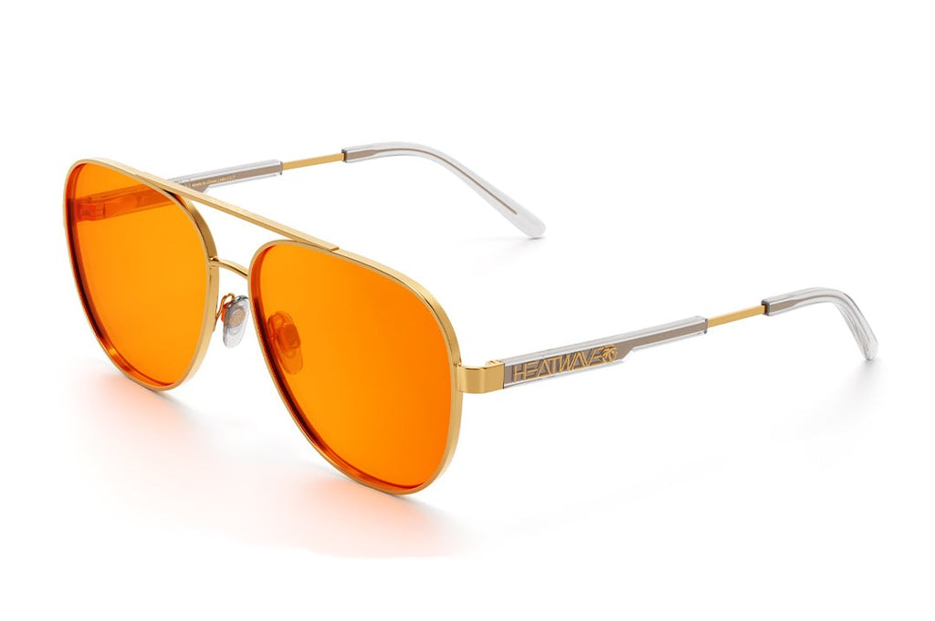 Heat Wave Incline Polished Gold Frame Amber Lens Sunglasses