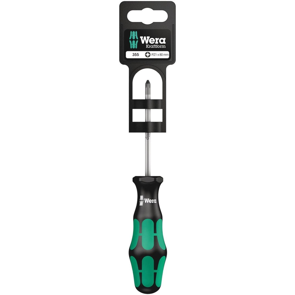 Wera 355 Pz SB Screwdriver For Pozidriv Screws, Pz 1x80-mm.