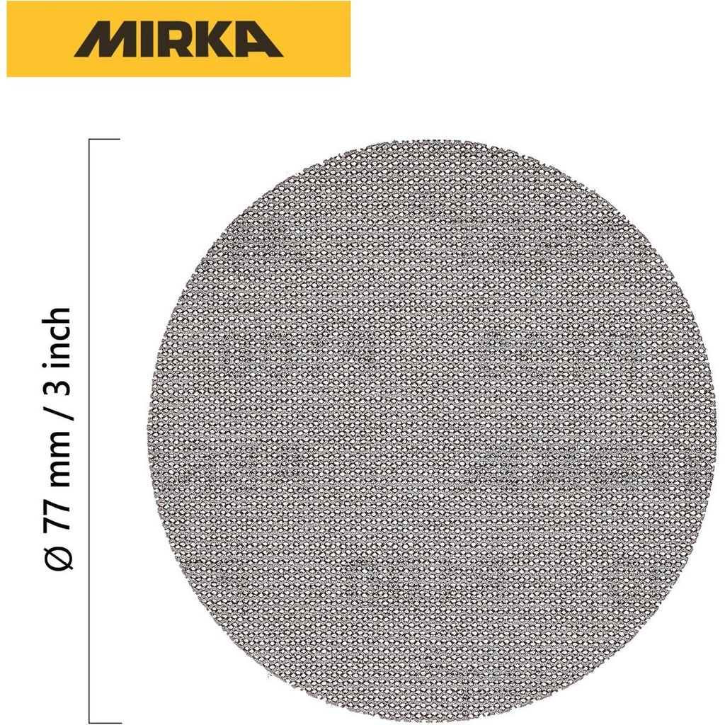 Mirka Abranet 3-in. P80 Hook and Loop Sanding Discs 50-Pack Dust-Free Mesh Sanding for Orbital Sanders (9A-203-080)