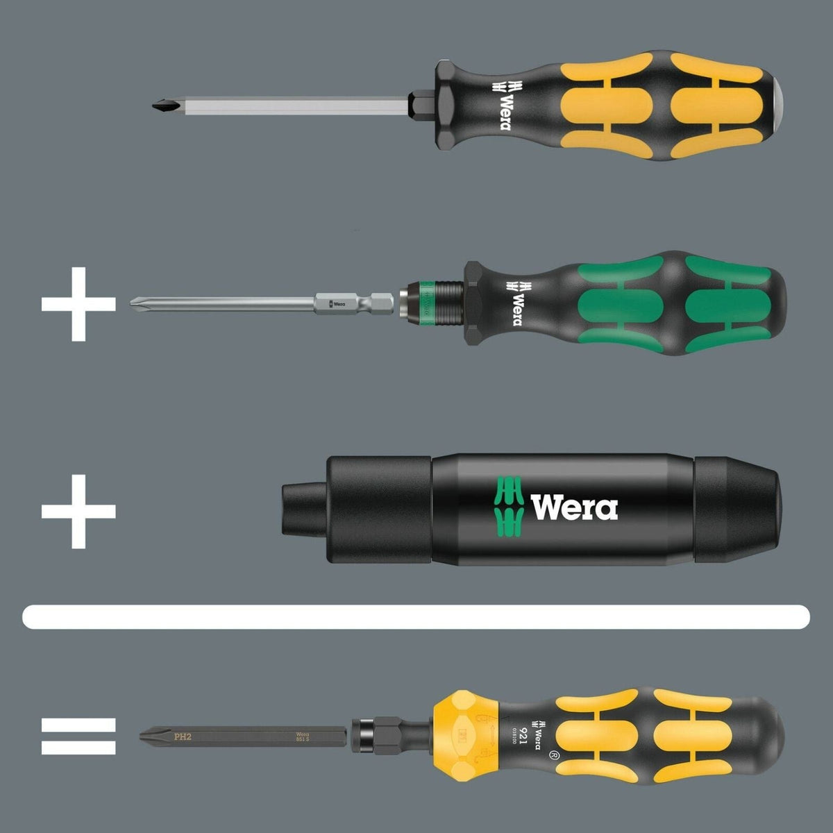 Wera 921 Kraftform Plus Impact Screwdriver - Series 900, 1/4-in.x163.5-mm.