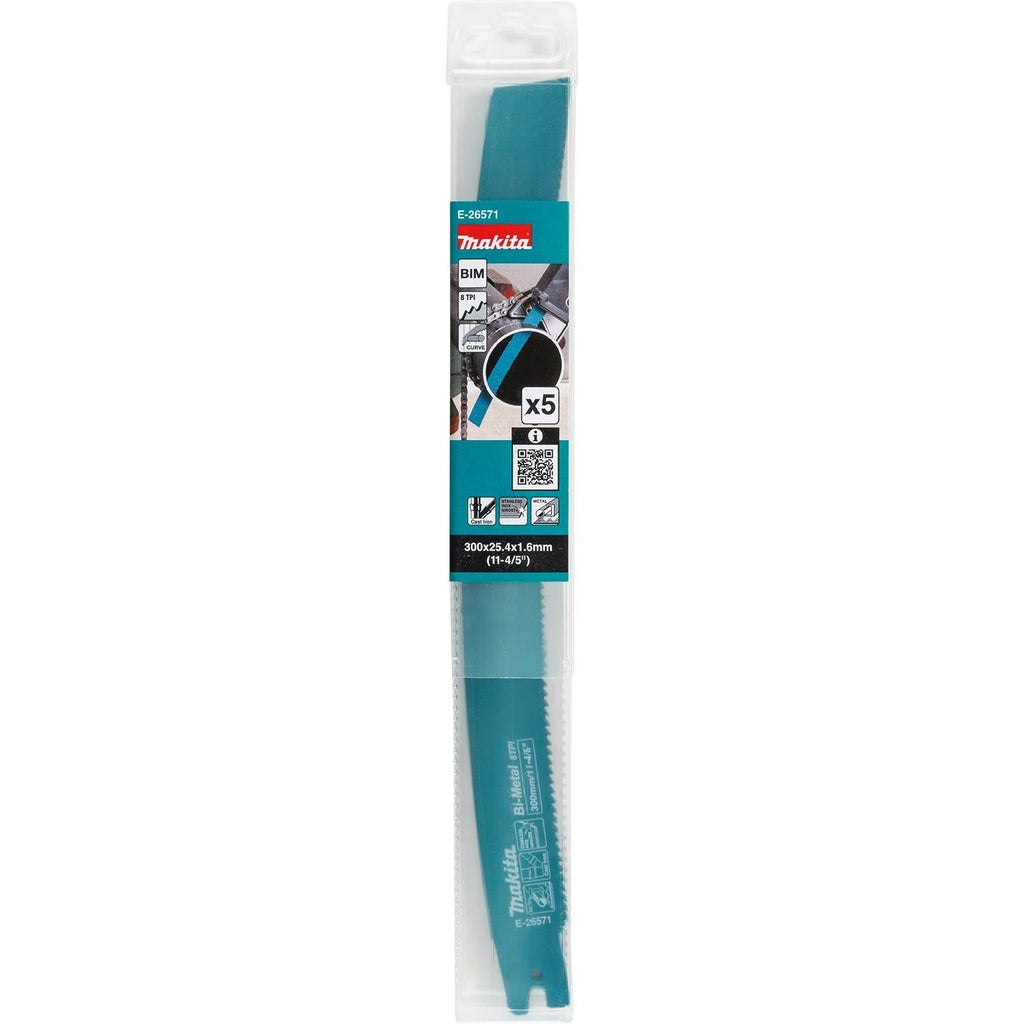 Makita E-26571 11-4/5-in. Curved Metal Pipe Cutting Recipro Saw Blade, 8-TPI, 5-Pack, GRJ03