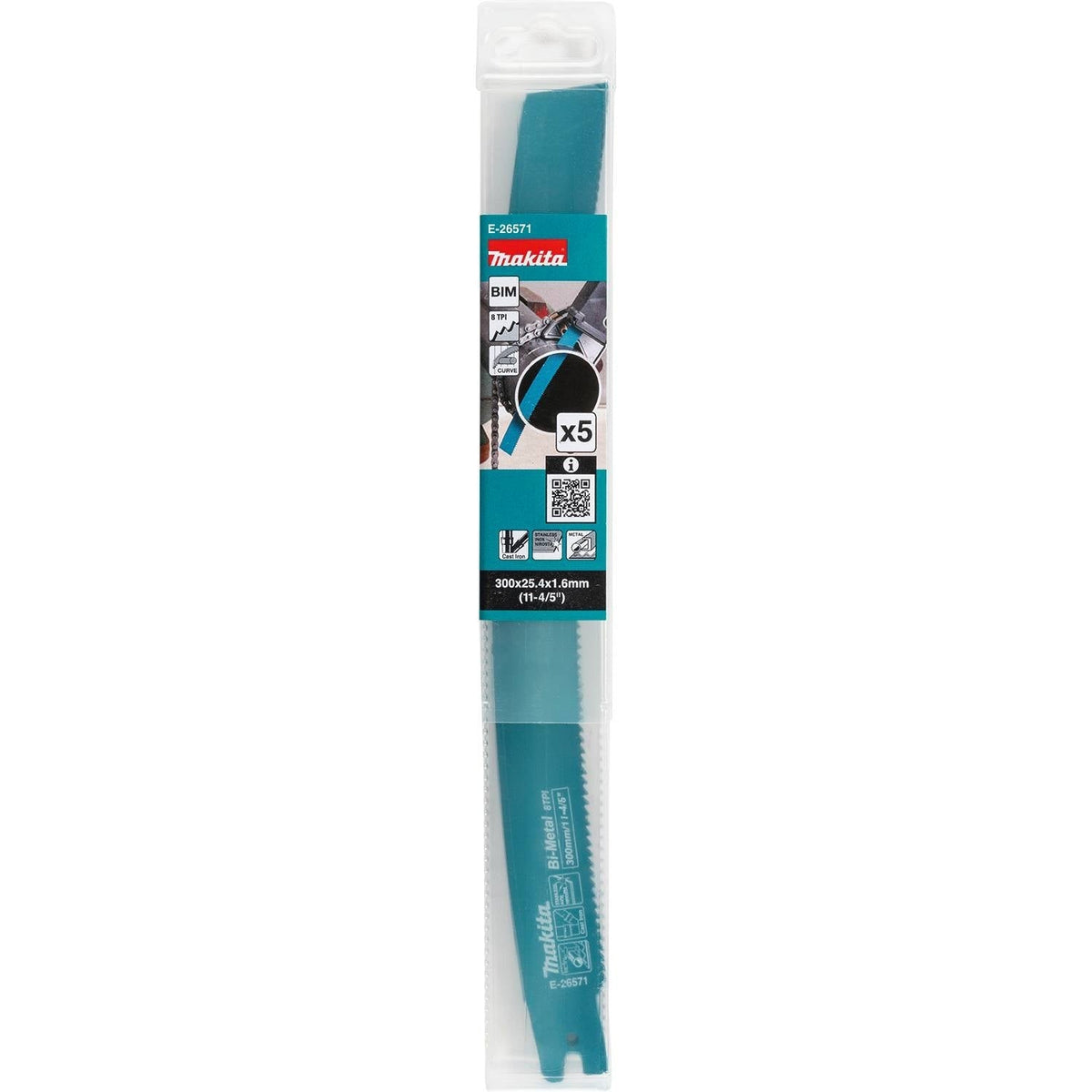 Makita E-26571 11-4/5-in. Curved Metal Pipe Cutting Recipro Saw Blade, 8-TPI, 5-Pack, GRJ03