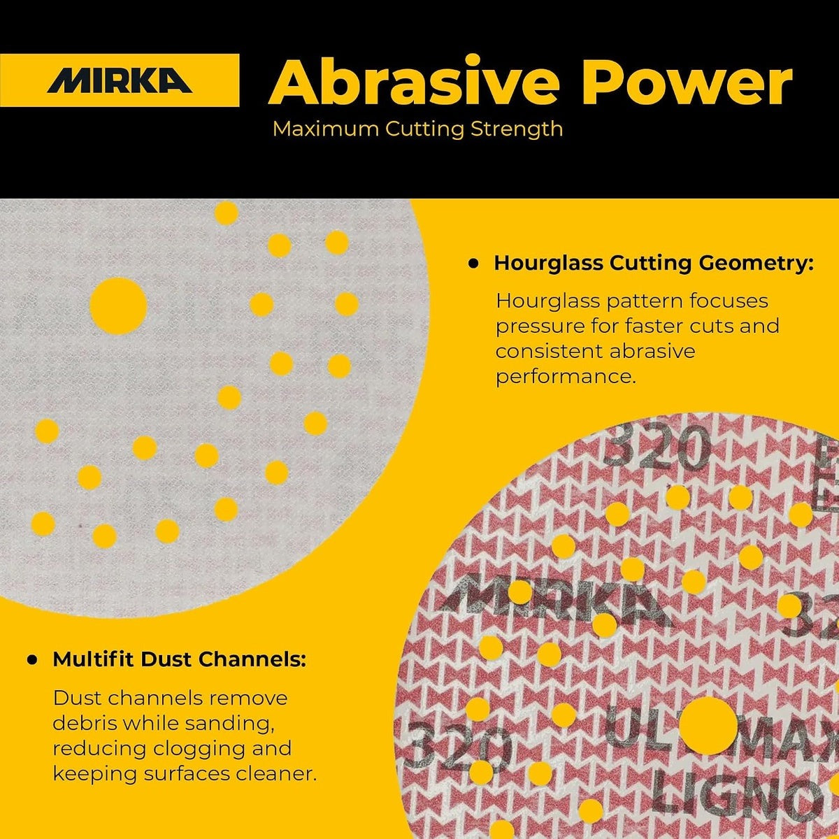 Mirka Ultimax Ligno 6-in. 40 Grit Hook and Loop Sanding Discs for Wood, 50-Pack (UL-6MF-040)