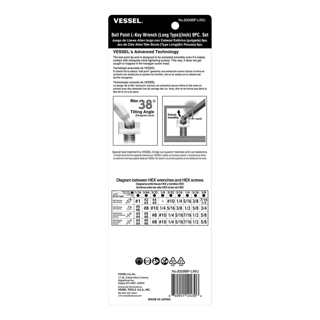 Vessel 8309BPLINU Ball Point Wrench