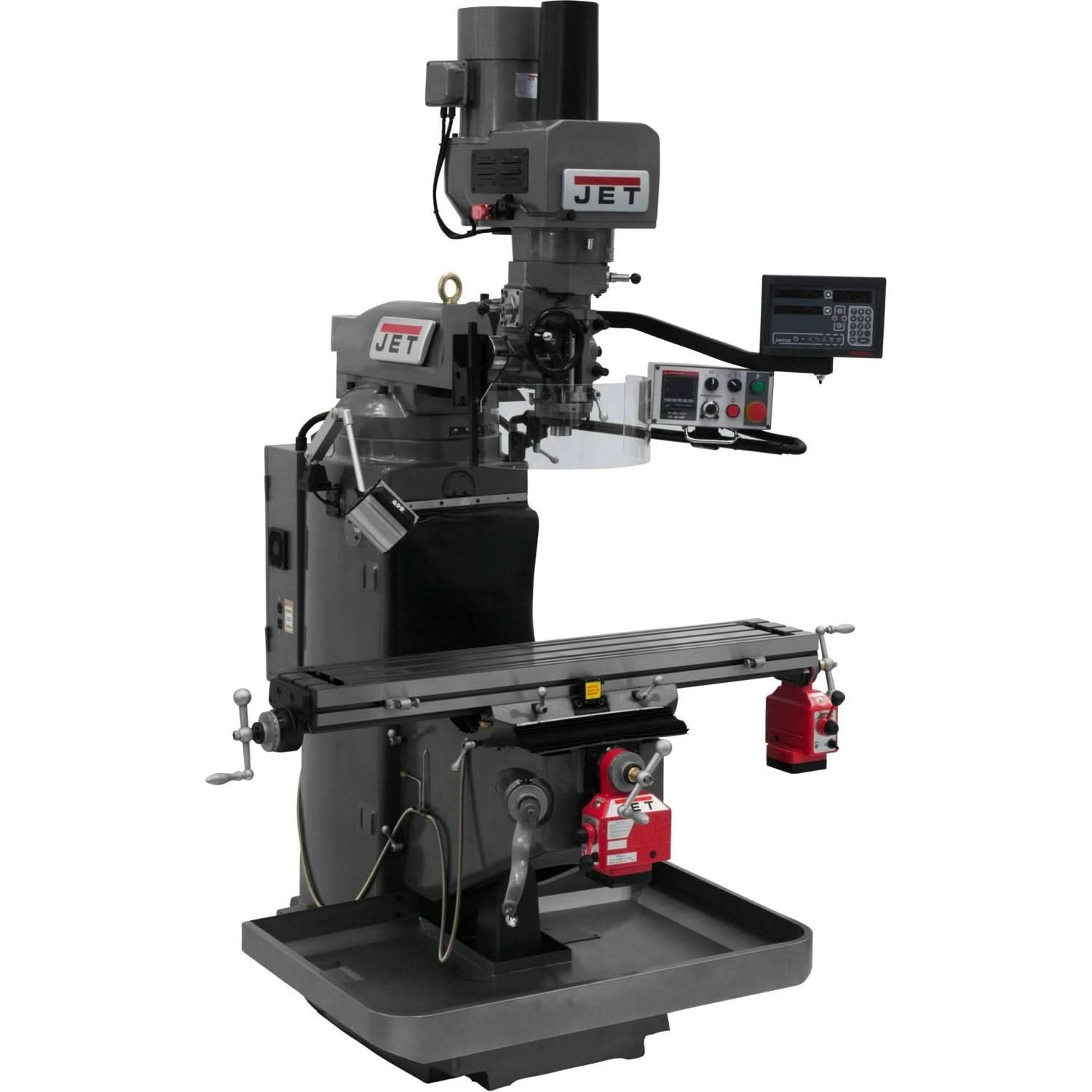Jet Tools 690543 JTM-949EVS Mill With 3-Axis Newall DP700 DRO (Knee) With X and Y-Axis Powerfeeds and Air Powered Dra