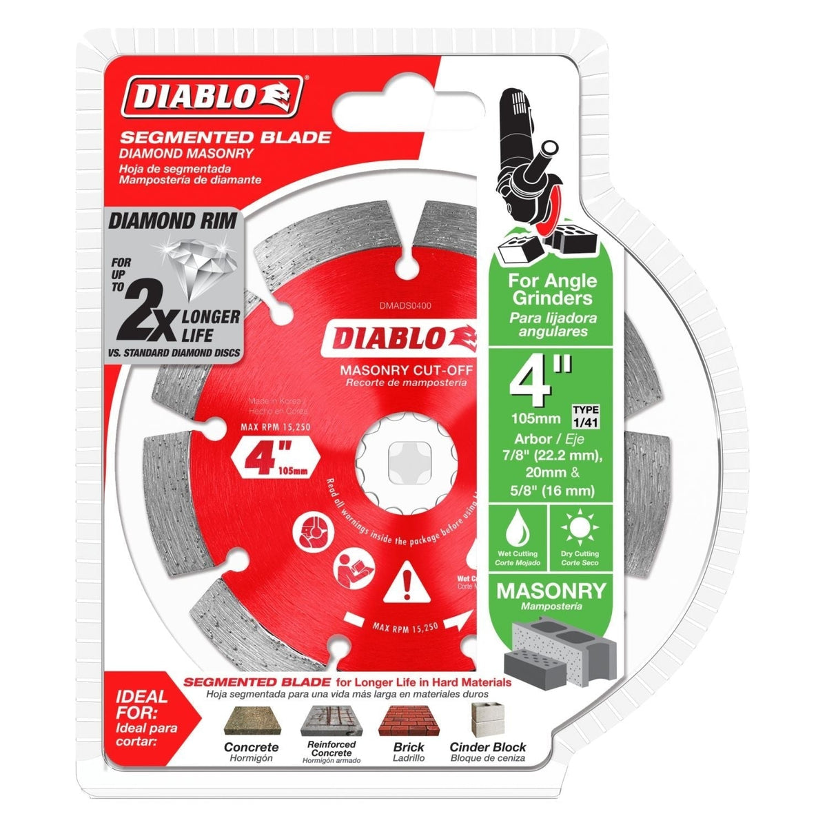 Diablo DMADS0400 4 Inch Diamond Segmented Cut-Off Discs for Masonry