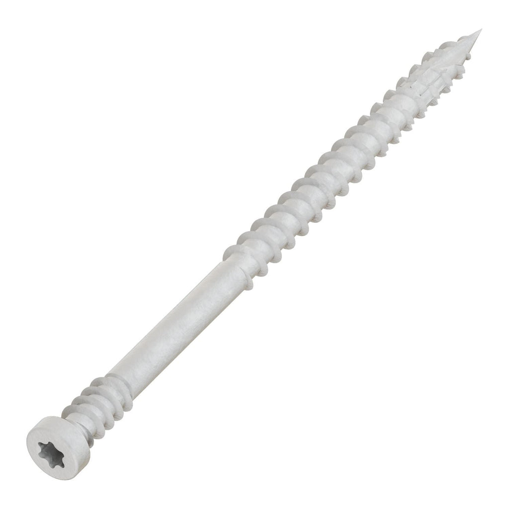 Simpson Strong-Tie FT07212R100W Finish Trim Screw, #7 x 2-1/2-in. T10, Trim-Head, Quik Guard, White, 100-Pack