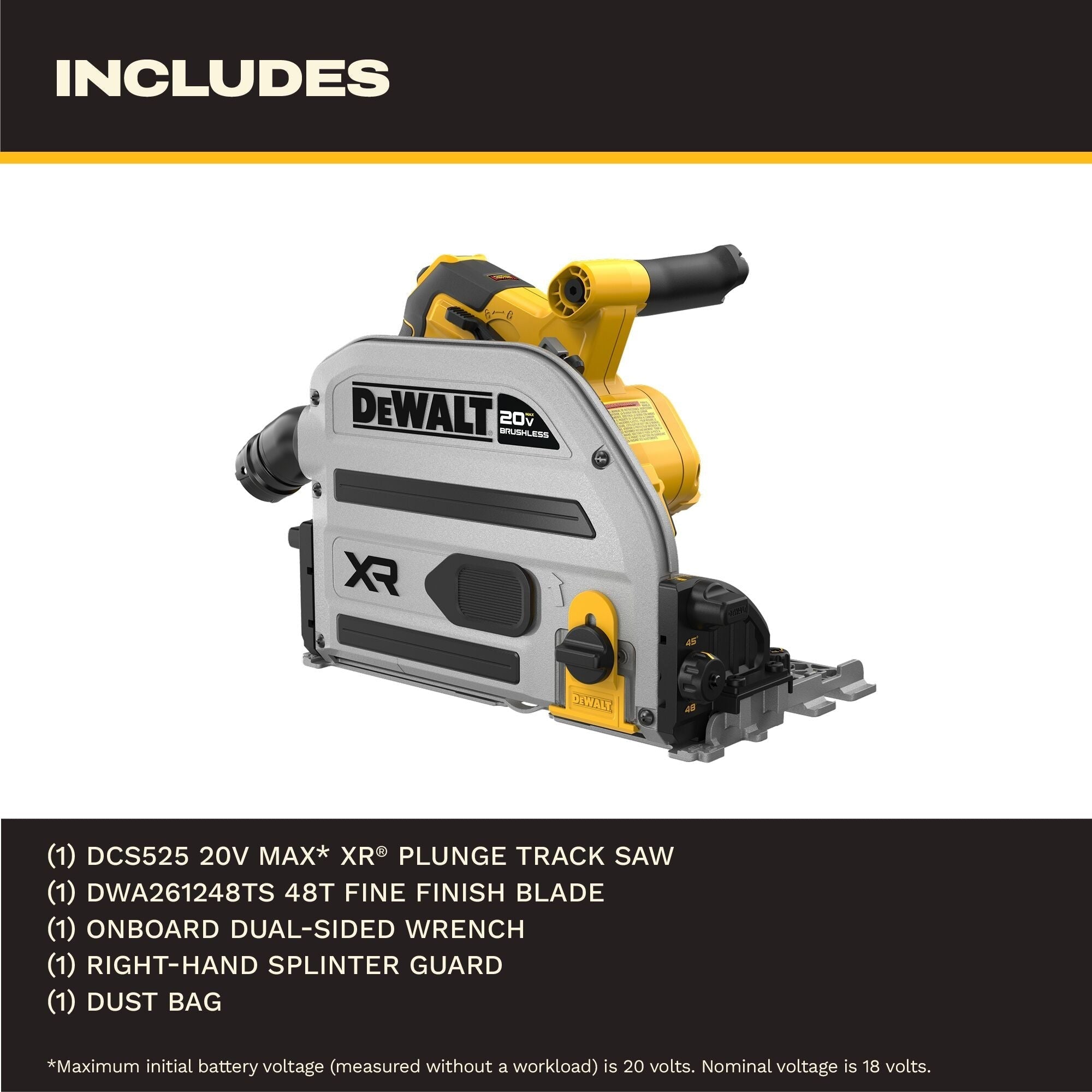 DEWALT 20V XR Cordless 6-1/2-in Track Saw, Tool-Only (DCS525B)