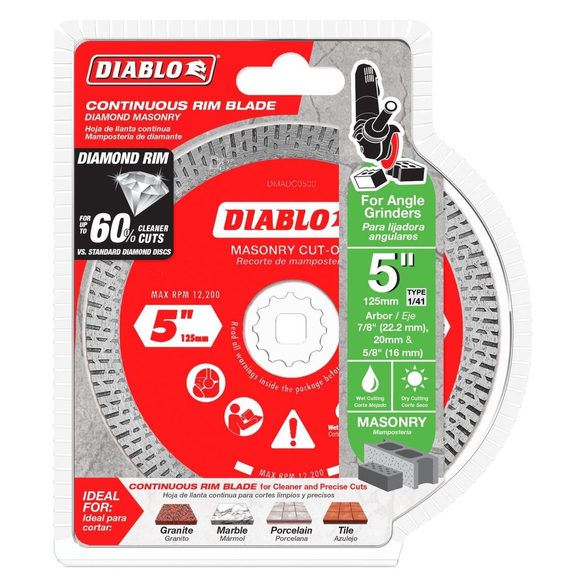 Diablo DMADC0500 5 Inch Diamond Continuous Rim Cut-Off Discsfor Masonry