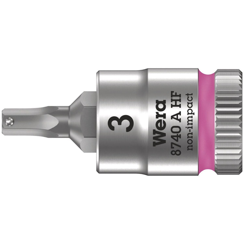 Wera 8740 A Hf Zyklop Bit Socket With Holding Function, 1/4-in. Drive, 3x28-mm.