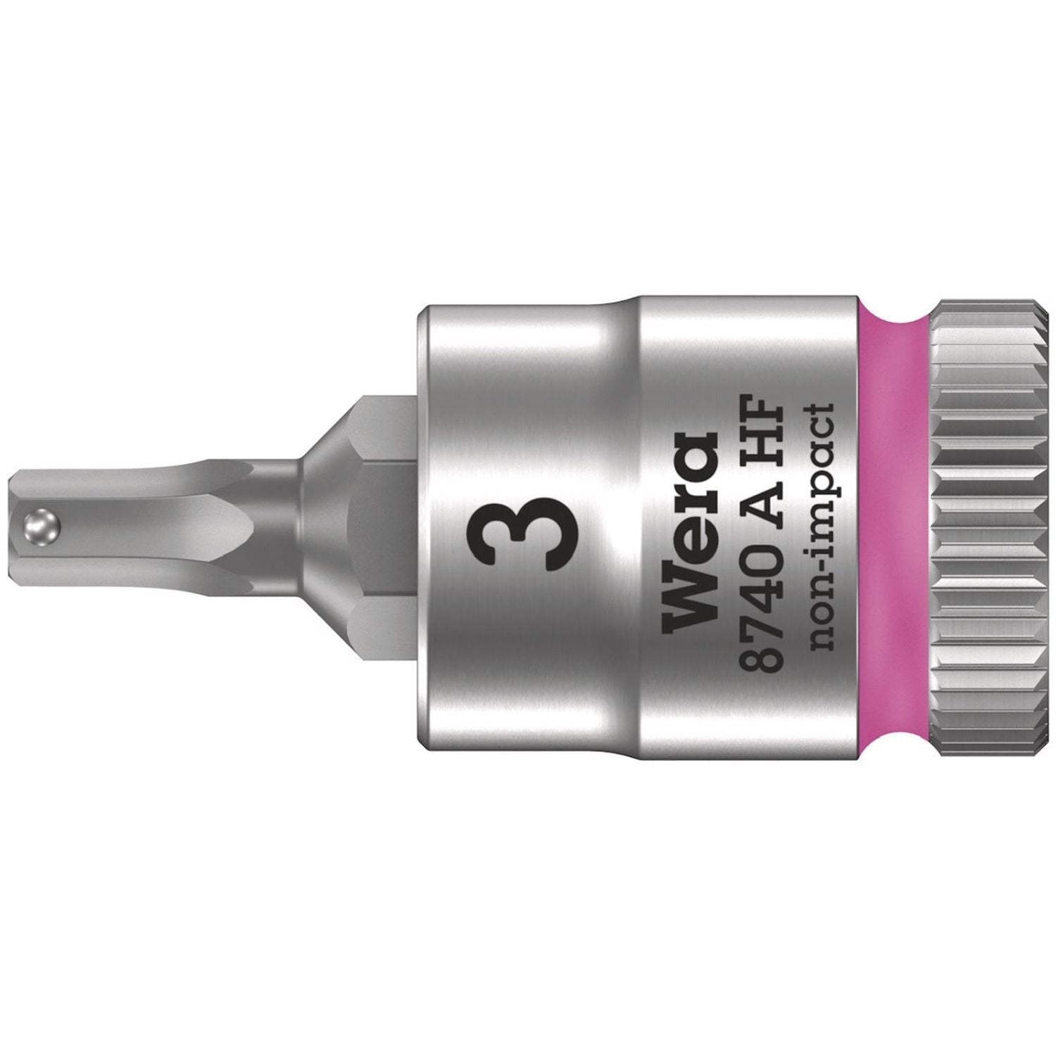 Wera 8740 A Hf Zyklop Bit Socket With Holding Function, 1/4-in. Drive, 3x28-mm.