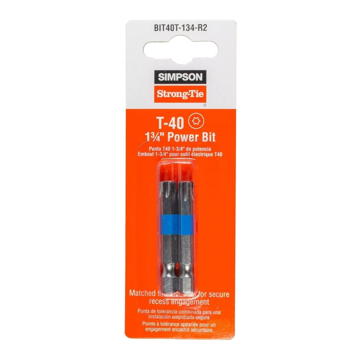 Simpson Strong-Tie BIT40T-134-R2 T40 6-Lobe Drive 1-3/4-in. Power Bit, 2-Pack